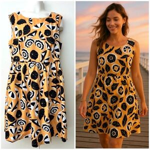 DEAR CREATURES ~ MODCLOTH NWOT Sun Umbrella Noveljity Print Dress Yellow & Black
